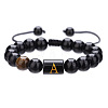 Natural Black Agate & Tiger Eye Round Beaded Adjustable Bracelets LS-HL8029-1-1