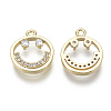 Brass Micro Pave Clear Cubic Zirconia Charms KK-S348-544-NF-2