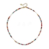 Natural Agate(Dyed & Heated) Faceted Round & White Round Shell Pearl Beaded Necklaces NJEW-JN06548-3