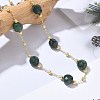 Natural Moss Agate Faceted Flat Round Beaded Chain Necklaces with Matte Brass Beads GG-CBA37F5-01G-03-1