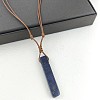 Natural Lapis Lazuli Rectangle Pendant Necklaces FS-WGC5719-05-1