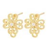 Brass Micro Pave Clear Cubic Zirconia Stud Earring Findings KK-Z099-01G-01-1