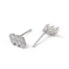 Clear Cubic Zirconia Triple Rectangle Stud Earrings EJEW-L234-083P-2