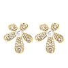 Flower Brass Micro Pave Clear Cubic Zirconia Stud Earring Findings KK-D102-08G-4