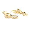 Rack Plating Brass Micro Pave Cubic Zirconia Infinity Connector Charms KK-C084-23C-G-2