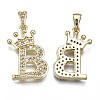 Brass Micro Pave Clear Cubic Zirconia Pendants KK-N241-002-NR-5