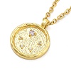 304 Stainless Steel Cubic Zirconia Constellation Flat Round Pendants STAS-S145-01K-2