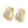 Brass Micro Pave Clear Cubic Zirconia Hoop Earrings EJEW-M077-20G-2