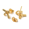 Light Gold Brass Micro Pave Cubic Zirconia Stud Earrings for Women EJEW-E295-33KCG-2