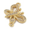 Rack Plating Brass Micro Pave Clear Cubic Zirconia Butterfly Connector Charms KK-A234-077G-2