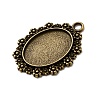 Vintage Tibetan Style Alloy Flower Pendant Cabochon Bezel Settings TIBEP-M018-42AB-NF-2