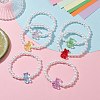 6Pcs 6 Color Acrylic Bear & Imitation Pearl Beaded Stretch Bracelets Set for Children BJEW-JB10047-2