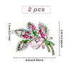 HOBBIESAY 4Pcs Rhinestone Flower Brooch Pin JEWB-HY0001-07-2