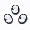 Natural Dyed & Heated Black Agate Cameo Cabochons G-L556-E-2