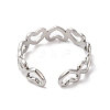 Non-Tarnish 304 Stainless Steel Hollow Heart Open Cuff Ring for Women RJEW-K245-28P-2