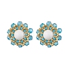 Flower Glass Seed Beaded with Natural Mashan Jade Stud Earrings for Women EJEW-MZ00208-01-3
