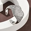 Heart Brass Micro Pave Cubic Zirconia Cuff Rings for Women RJEW-A069-11P-01-1