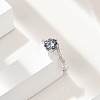 Rhodium Plated 925 Sterling Silver Moissanite Adjustable Rings for Women RJEW-U038-05P-2