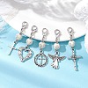 Alloy Angel & Cross Pendant Decoration HJEW-JM02197-2