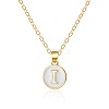 Alloy White Enamel Flat Round with Letter Pendant Necklaces FS-WG63565-09-1
