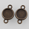 Antique Bronze Tibetan Style Alloy Flat Round Double-sided Cabochon Connector Settings X-TIBE-M022-02AB-NF-2