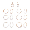 Kissitty 7 Pairs 7 Style Resin Pearl Beaded C-shape & Ring Dangle Stud Earrings FIND-KS0001-16-1