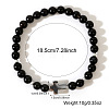 Frosted Round Natural Black Onyx(Dyed & Heated) Round Beaded Stretch Bracelets RK1908-5