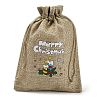 Christmas Printed Burlap Packing Pouches Drawstring Bags ABAG-Q053-02B-02-3