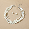 Resin Imitation Pearl Round Beaded Multilayer Necklaces & Dangle Earrings Sets WG4EAB6-01-1