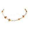 Natural Amber Chip & Rice Cultured Freshwater Pearl Beaded Necklaces for Women NJEW-JN06665-02-3