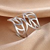 Hollow Out Leaf 201 Stainless Steel Adjustable Cuff Rings FS-WG4978C-01-1