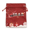 Christmas Theme Rectangle Cloth Bags with Jute Cord ABAG-P008-01F-1