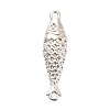 Brass Micro Pave Clear Cubic Zirconia Fish Connector Charms KK-H527-37P-1