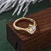 Brass Micro Pave Clear Cubic Zirconia Finger Rings for Women RJEW-U049-01G-2