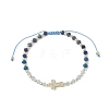 Dyed Natural Malaysia Jade Rondelle Beaded Braided Bead Bracelets BJEW-JB13395-02-2