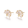 Brass Cubic Zirconia Stud Earring Findings LS-EJEW-E257-05G-2