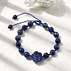 Adjustable Natural Lapis Lazuli Beads Braided Bead Bracelets for Women BJEW-L713-A04-2