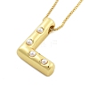 Brass & Plastic Pearl Letter Pandent Box Chain Necklaces for Women NJEW-U017-01G-12-2