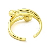 Brass with Cubic Zirconia Open Cuff Ring RJEW-B051-08G-3