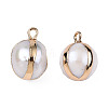 Electroplate Natural Baroque Pearl Keshi Pearl Pendants PEAR-N021-12-1