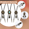 3Pcs 3 Styles Black PU Imitation Leather Alloy Pave Synthetic Turquoise Feather Cowboy Hat Polo Tie Lariat Necklaces for Men NJEW-GF0001-17-5