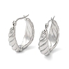 304 Stainless Steel Grooved Oval Hoop Earrings EJEW-K244-40P-1