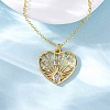 Brass Clear Cubic Zirconia Heart Pendant Necklaces for Women NJEW-S438-07E-G-1