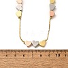 Brass Triple Color Heart Beaded Box Chain Necklaces NJEW-H057-01-5