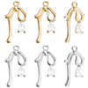 12Pcs 2 Colors Brass Micro Pave Clear Cubic Zirconia Pendants KK-BBC0015-64-1
