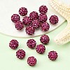 Fuchsia Round Grade A Pave Disco Ball Beads X-RB-H258-8MM-502-4
