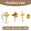 24Pcs 4 Colors Cross Alloy Lapel Pin Backs for Backpack Clothes JEWB-FH0002-99-2