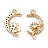 Brass Micro Pave Clear Cubic Zirconia Connector Charms LS-KK-B074-12G-1