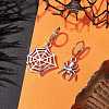 Halloween Spider Web & Spider Tibetan Style Alloy Dangle Earrings EJEW-JE05852-1-2