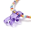 Acrylic Bear & Glass Seed Beaded Necklace for Women NJEW-JN03930-6